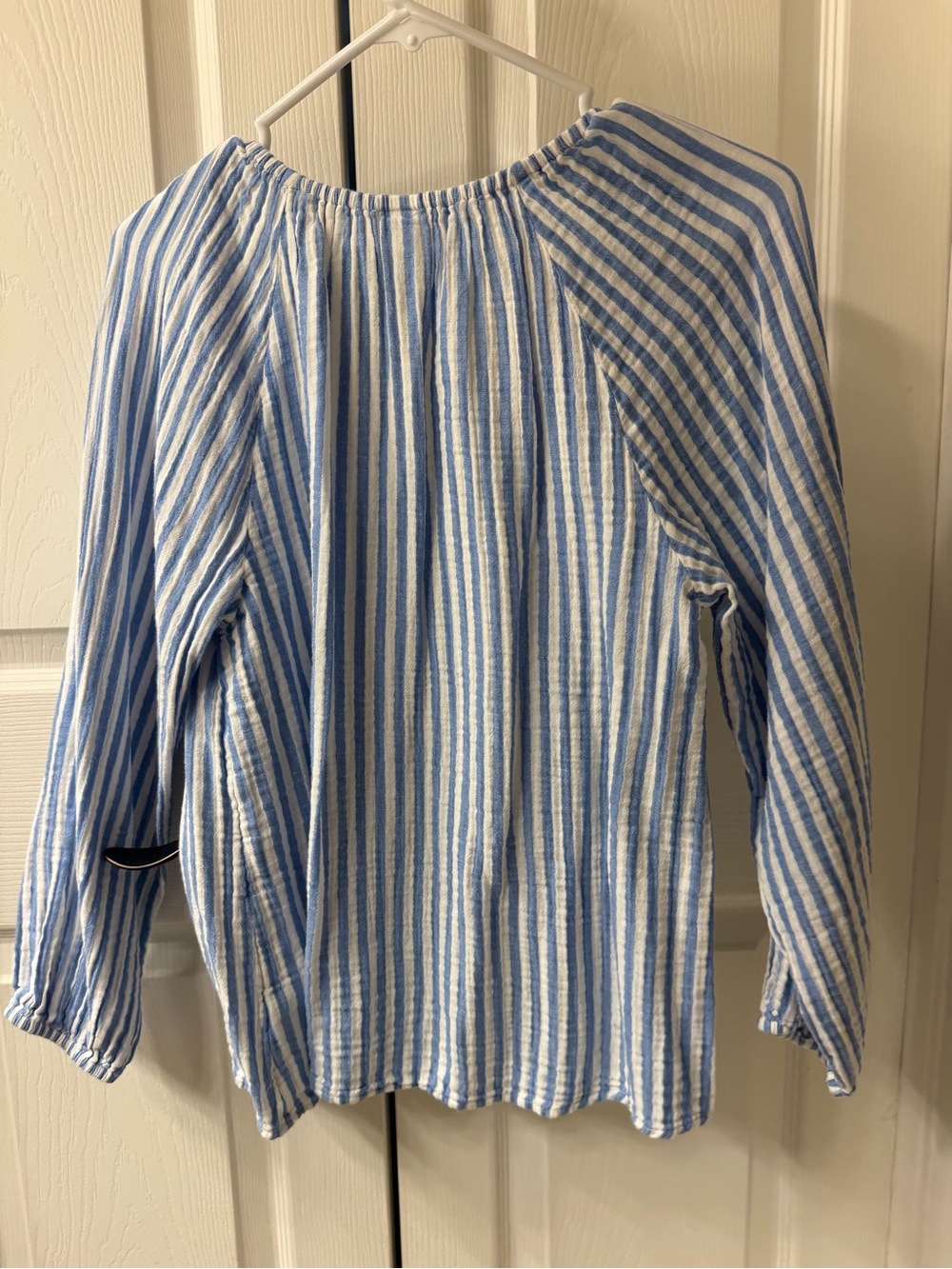 Old Navy Light Blue and White Striped Peasant Blouse - Picture 3 of 4